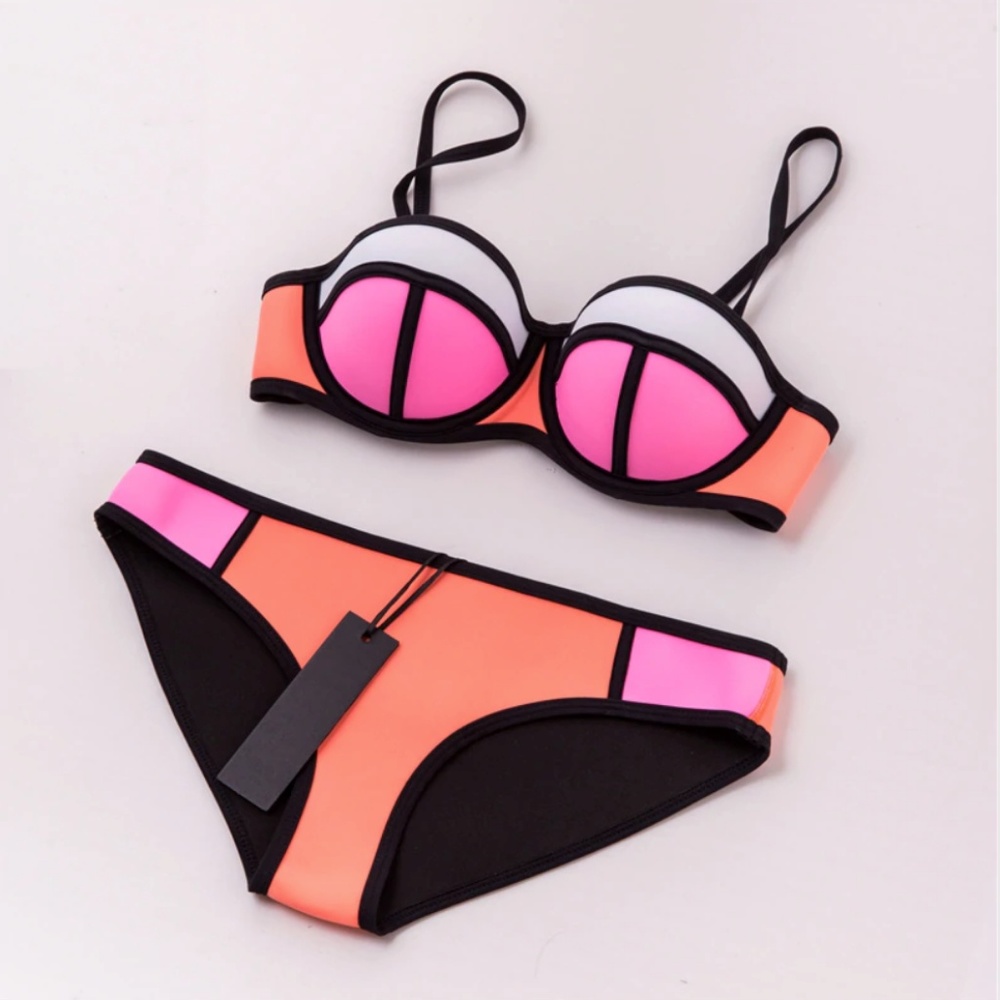 NWOT MUXILOVE Neon Colorblock Bikini (XS/S)